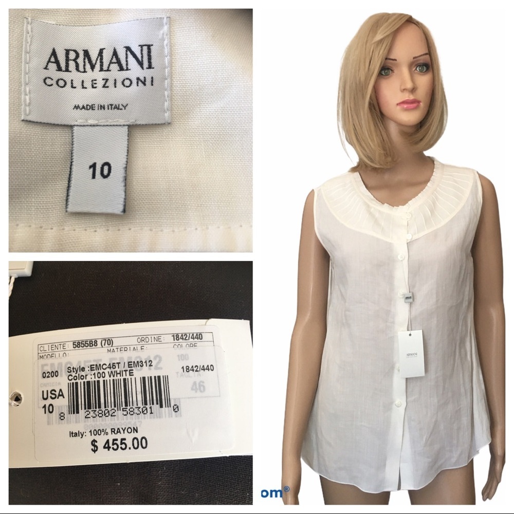 NWT Armani collezioni ivory/sleeveless‎ top size 10